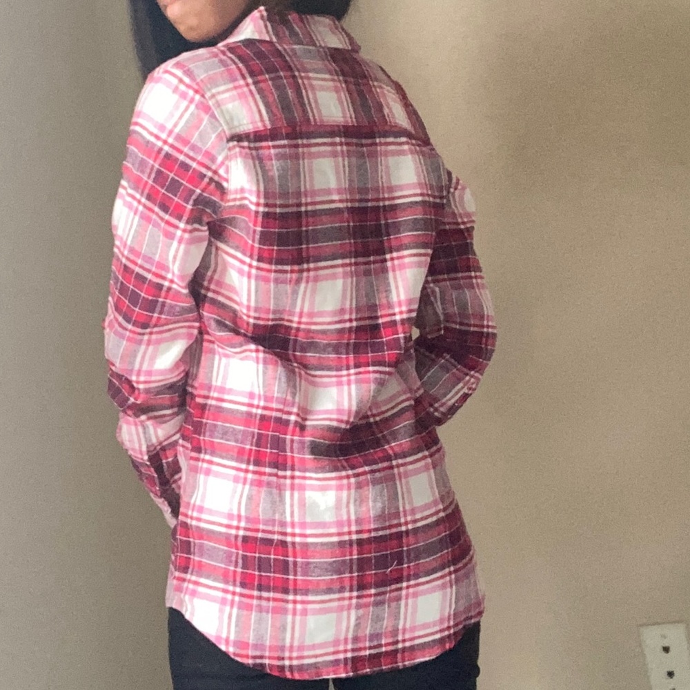 Blue Age Jeans USA Pink and White Flannel Long Sleeve Shirt - Picture 2 of 3